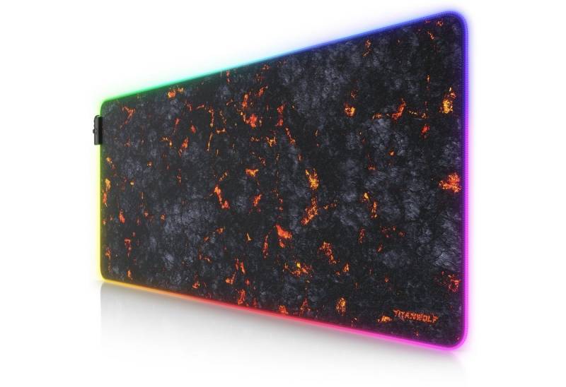 Titanwolf Gaming Mauspad RGB Mousepad 900 x 400 x 3 mm, LED Multi Color XXL Tischunterlage, rutschfest, abwaschbar, Geschwindigkeit & Präzision, Lavamotiv von Titanwolf