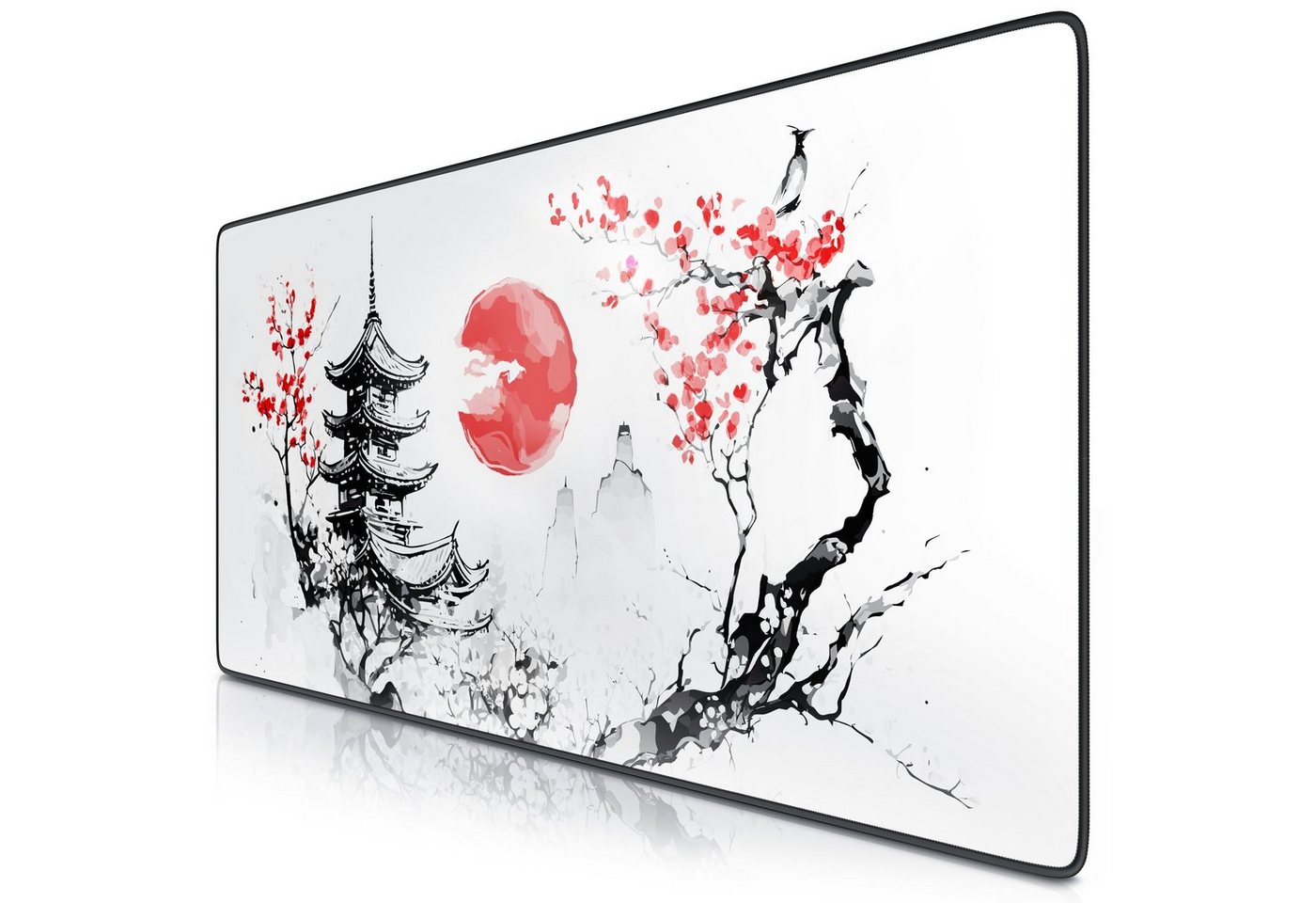 Titanwolf Gaming Mauspad, XXL, glattes Stoffgewebe, Speed Mousepad 900x400mm, Japan Ink Painting von Titanwolf