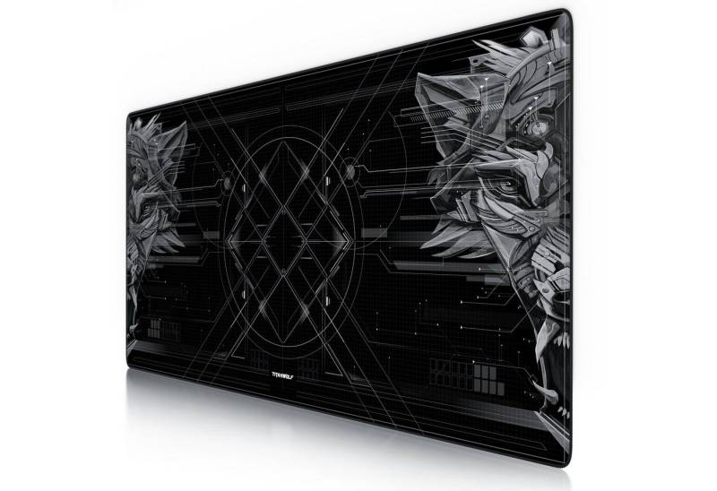 Titanwolf Gaming Mauspad XXXL Speed Mousepad 1200 x 600 x 3 mm, große Tischunterlage, rutschfest, abwaschbar, Geschwindigkeit & Präzision, Doppelwolf von Titanwolf
