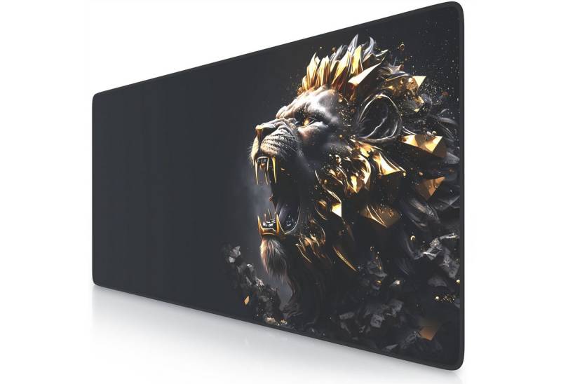 Titanwolf Gaming Mauspad XXL Speed Mousepad 900 x 400 x 3 mm, Schreibtischauflage, abwaschbar, rutschfeste Rückseite, Geschwindigkeit & Präzision, Gold Lion von Titanwolf