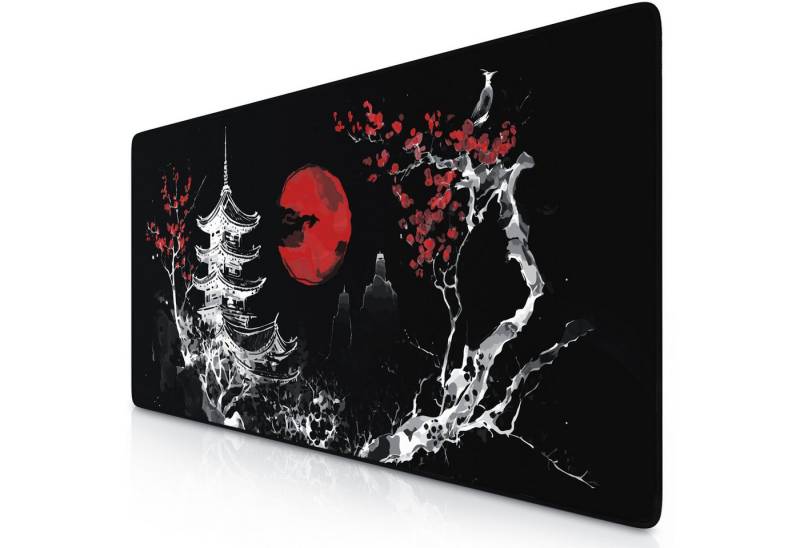 Titanwolf Gaming Mauspad XXL Speed Mousepad 900 x 400 x 3 mm, Schreibtischauflage, abwaschbar, rutschfeste Rückseite, Geschwindigkeit & Präzision, Japan Ink Painting von Titanwolf
