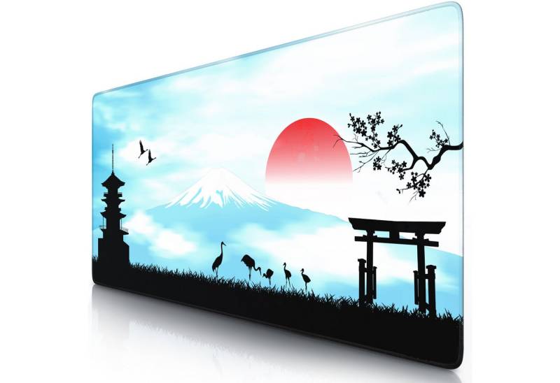Titanwolf Gaming Mauspad XXL Speed Mousepad 900 x 400 x 3 mm, Schreibtischauflage, abwaschbar, rutschfeste Rückseite, Geschwindigkeit & Präzision, Japan Sunset von Titanwolf