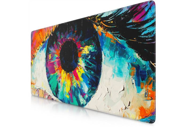 Titanwolf Gaming Mauspad XXL Speed Mousepad 900 x 400 x 3 mm, Schreibtischauflage, abwaschbar, rutschfeste Rückseite, Geschwindigkeit & Präzision, Oilpaint-Eye von Titanwolf