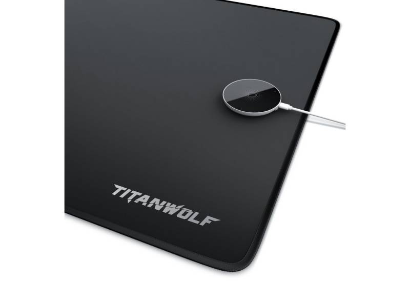 Titanwolf Gaming Mauspad XXL Speed Mousepad 900 x 400 x 3 mm + induktive Ladestation, große Tischunterlage, rutschfest, abwaschbar, Titanwolf Logo von Titanwolf