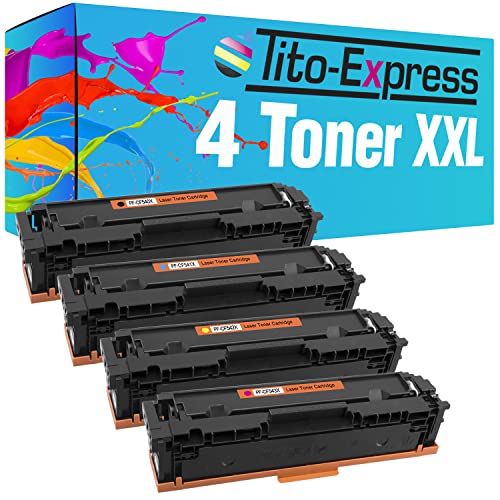 Tito-Express 4 Toner kompatibel mit HP CF540X-43X 203X | Geeignet für HP Color Laserjet Pro M 254 DNW M 254 DW M 254NW MFP M 280 NW MFP M 281 FDN MFP M 281 FDW MFP M 281FW von Tito-Express ProSerie