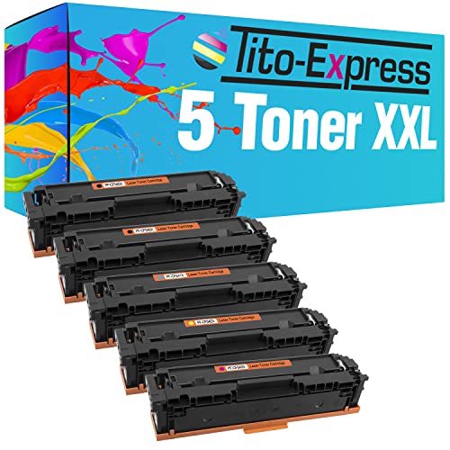 Tito-Express 5 Toner kompatibel mit HP CF540X-43X 203X | Geeignet für HP Color Laserjet Pro M 254 DNW M 254 DW M 254NW MFP M 280 NW MFP M 281 FDN MFP M 281 FDW MFP M 281FW von Tito-Express ProSerie
