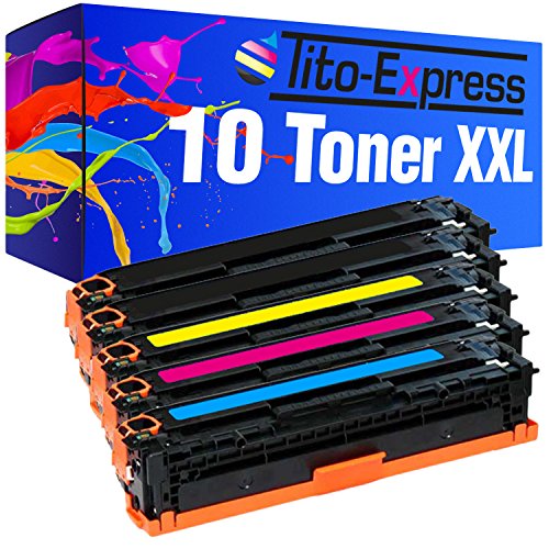Tito-Express 10 Toner XXL kompatibel mit HP CB540A CB541A CB542A CB543A 125A HP Color Laserjet MFP CP 1510 Series cm 1512 A cm 1512 H von Tito-Express