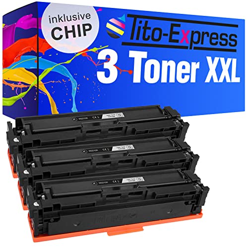 Tito-Express 3 Toner MIT CHIP kompatibel mit HP W2210X 207X Black | Für HP Color Laserjet Pro M255 DW M255 NW MFP M282 NW MFP M283 CDW MFP M283 FDN MFP M283 FDW von Tito-Express