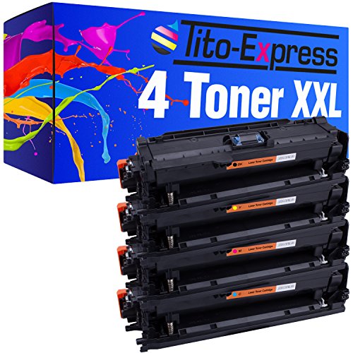 Tito-Express 4 Toner XXL für HP Laserjet CM3530 FS MFP C3530 MFP CE250X CE251A CE252A CE253A von Tito-Express