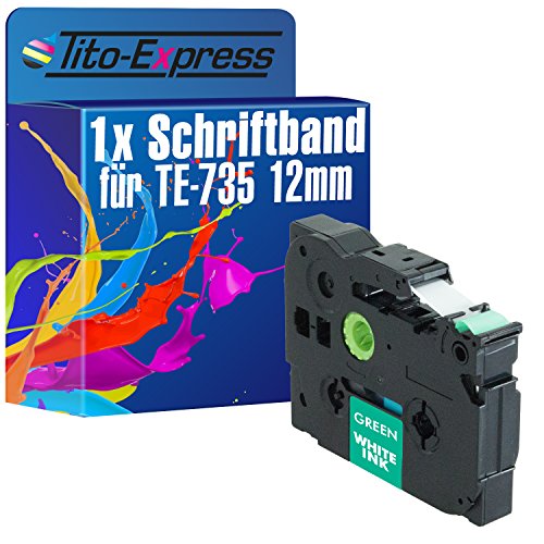 Tito-Express PlatinumSerie 1 Schriftband-Kassette kompatibel mit Brother TZ-735 12mm White/Green 550 7100 7500 7600 VP 900 BTS F 9200 DX PC 9400 9500 9600 9700 PC 9800 PCN Cube Plus von Tito-Express