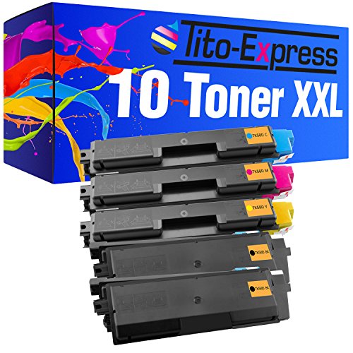 Tito-Express PlatinumSerie 10 Toner XXL kompatibel mit Kyocera TK-580 | geeignet für ECOSYS P6021CDN FS-C5150DN | Black je 5.000 Seiten von Tito-Express