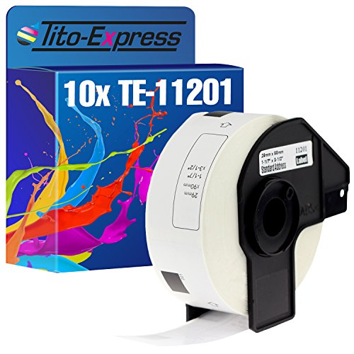 Tito-Express PlatinumSerie 10x Etiketten mit Trägerspule XXL kompatibel mit Brother P-Touch DK-11201 | Größe: 29mm x 90mm von Tito-Express