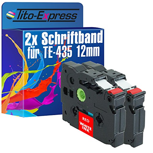 Tito-Express PlatinumSerie 2 Schriftband-Kassetten kompatibel mit Brother TZ-435 TZe-435 12mm White/Red 1290 DT 1750 18R 1800 1830 1850 CC 1950 200 2030 210 2100 VP 220 2400 E 2420 2430 PC von Tito-Express