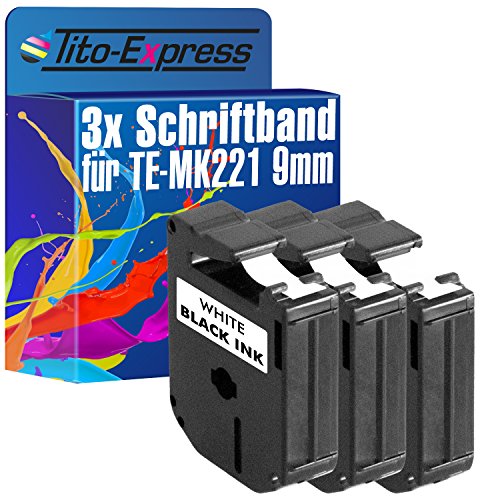 Tito-Express PlatinumSerie 3 Schriftband-Kassetten kompatibel mit Brother P-Touch 110 55 60 65 MK-221 von Tito-Express