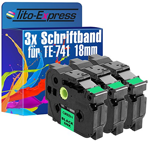 Tito-Express PlatinumSerie 3 Schriftband-Kassetten kompatibel mit Brother TZ-741 18mm Black/Green H500 Li H75 S P300 BT P700 P750 TFI PT-P900 NW W PT-P95 RL700 S von Tito-Express