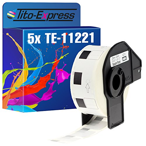 Tito-Express PlatinumSerie 5x Etiketten mit Trägerspule XXL kompatibel mit Brother P-Touch DK-11221 | Größe: 23mm x 23mm von Tito-Express