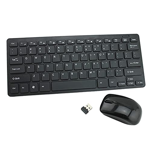 Tiuimk Mini Thin Wireless Keyboard and Mouse Set - Compact Chocolate Key Design with Keyboard Cover - Black von Tiuimk