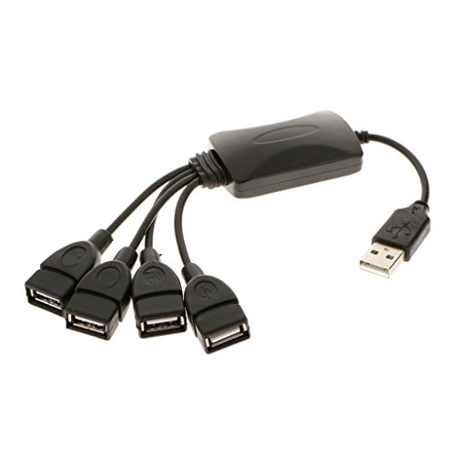Tiuimk USB 2.0 Hub Splitter (1 auf 4) – Schwarz | High Speed, kompakt, Plug and Play | 240 mm x 70 mm x 20 mm von Tiuimk