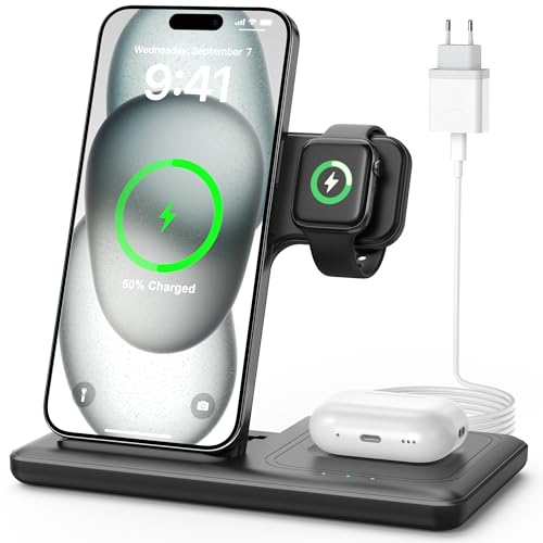 Induktive Ladestation Kabelloses Ladegerät - 3 in 1 15W Handy Wireless Magsafe Charging Station for iPhone 16 15 14 13 Pro Max Plus, Watch Ultra 10, Earbuds mit 20W Ladegerät und 1M Ladekabel Tiuruku Induktive Ladestation Kabelloses Ladegerät - 3 in 1 15W Handy Wireless Magsafe Charging Station for iPhone 16 15 14 13 Pro Max Plus, Watch Ultra 10, Earbuds mit 20W Ladegerät und 1M Ladekabel Tiuruku von Tiuruku