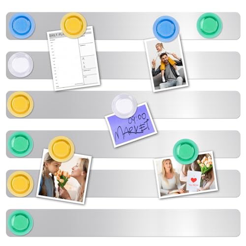 Magnettafeln, 6 Stück Selbstklebend Magnetleiste aus Edelstahl mit 16 Starke Magnete, 30 × 3 cm Pinnwand Magnetisch für Büro Küche Fotos Dokumente Kühlschrank Magnettafeln, 6 Stück Selbstklebend Magnetleiste aus Edelstahl mit 16 Starke Magnete, 30 × 3 cm Pinnwand Magnetisch für Büro Küche Fotos Dokumente Kühlschrank von Tiusixsy