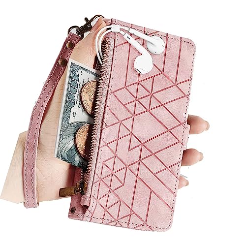 Nadoli Reißverschluss Handyhülle für Huawei Honor Magic 4 Lite 5G Geometrisch Hülle Leder Handytasche Cover mit Kartenfächer Standfunktion Geldbörse Brieftasche Flip Case von Tivenfezk