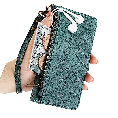 Nadoli Reißverschluss Handyhülle für Samsung Galaxy A33 5G Geometrisch Hülle Leder Handytasche Cover mit Kartenfächer Standfunktion Geldbörse Brieftasche Flip Case von Tivenfezk