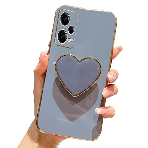 Nadoli für Xiaomi Poco X5 5G 3D Herz Ständer Hülle,Dünn Überzug Galvanisierte Heart Ständer Cover Weiche Silikon Kratzfest Handyhülle Schutzhülle von Tivenfezk