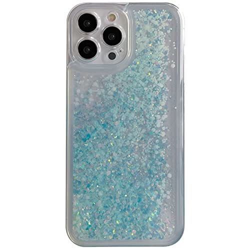 Tivenfezk Glitzer Leuchtend Treibsand Hülle für iPhone 6S Plus/6 Plus,Fluoreszierend Licht im Dunkeln Silikon Handyhülle Transparent Schutzhülle Flüssig Quicksand Cover,Blau von Tivenfezk