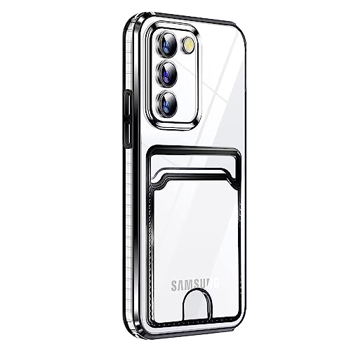 Tivenfezk Nadoli Galvanisierung Hülle für Samsung Galaxy A51 Schutzhülle mit Kartenfach Transparent Silikon Handyhülle Dünn Weiche Stoßfest Flexibel Bumper Brieftasche Case Cover von Tivenfezk