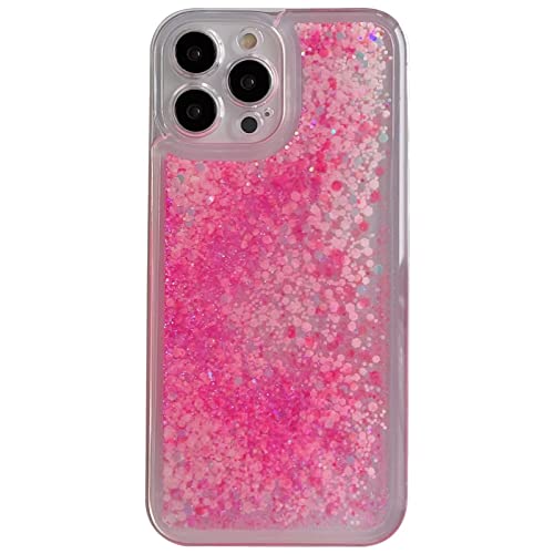 Tivenfezk Nadoli Glitzer Leuchtend Treibsand Hülle für iPhone 15,Fluoreszierend Licht im Dunkeln Silikon Handyhülle Transparent Schutzhülle Flüssig Quicksand Cover,Rosa von Tivenfezk