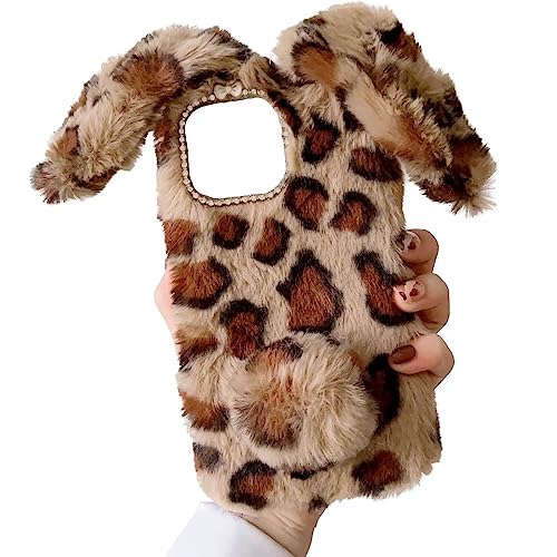 Tivenfezk Nadoli Hase Pelz Hülle für Google Pixel 6A,3D Kaninchen Ohr Case Warme Flauschige Plüsch Schutzhülle Handy Schale Tasche Soft Bunny Cover von Tivenfezk