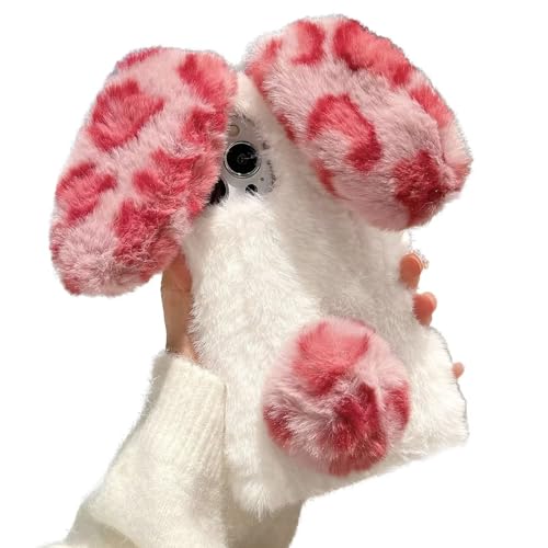 Tivenfezk Nadoli Hase Pelz Hülle für Xiaomi Redmi 13C 4G,3D Kaninchen Ohr Case Warme Flauschige Plüsch Schutzhülle Handy Schale Tasche Soft Bunny Cover von Tivenfezk