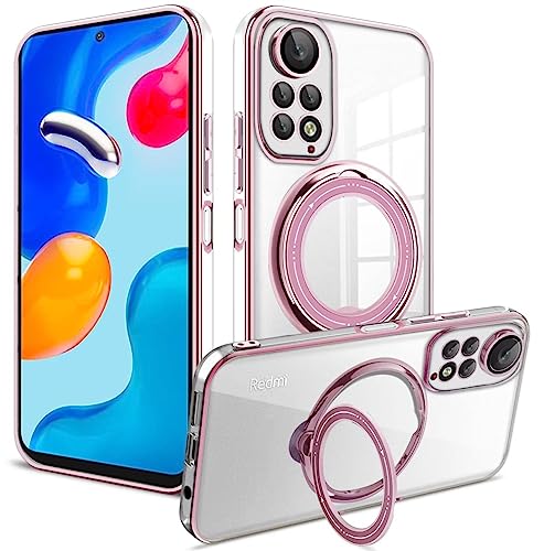Tivenfezk Nadoli Magnetischer 360°Ring Ständer Hülle für Xiaomi Redmi Note 12 Pro 4G,Mag-Safe Schlankes Transparent Handyhülle Ring Halter Magnetisch Case Cover von Tivenfezk