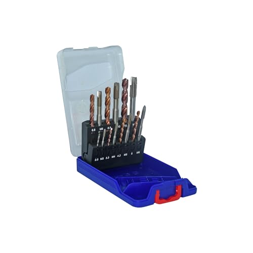 TIVOLY - Set aus Gewindeschneider + HSS-Bohrer mit Fusio-Beschichtung - Set mit 7 Gewindeschneidern M3/M4/M5/M6/M8/M10/M12 + 7 Bohrern Ø 2,5-3,3-4,2-5-6,8-8,5-10,2 mm TIVOLY - Set aus Gewindeschneider + HSS-Bohrer mit Fusio-Beschichtung - Set mit 7 Gewindeschneidern M3/M4/M5/M6/M8/M10/M12 + 7 Bohrern Ø 2,5-3,3-4,2-5-6,8-8,5-10,2 mm von Tivoly