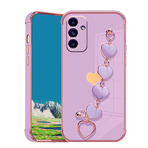 Tiwinxing Kompatibel mit Samsung A14 5g Hülle Silikon Dünn, Handyhülle Samsung Galaxy A14 5g mit Herz Armband Strap, Schutzhülle Samsung Galaxy A14 5g Case Slim Rosa Kratzfest (Rosa) von Tiwinxing