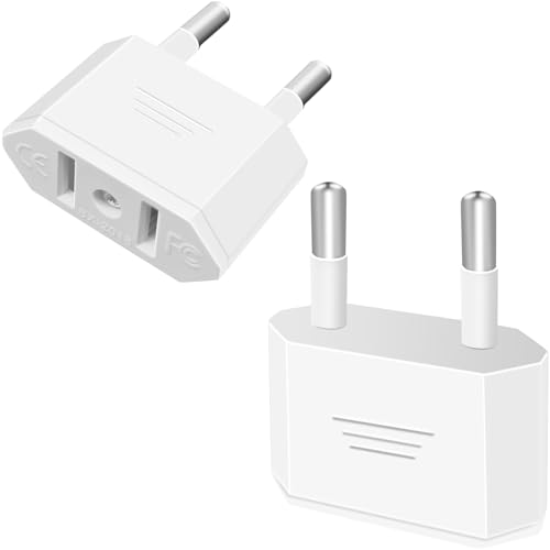 Tixlux 2 Stück Reiseadapter, US to EU Adapter, Adapterstecker USA auf EU, US zum 2 Pin Deutschland/Europa Stecker, EU Stecker Adapter für Geräte mit USA-Weiß von Tixlux