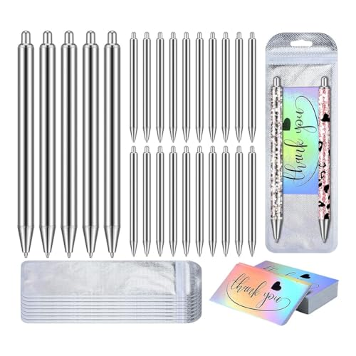 Tixqeaif 20-Teiliges Set Aus Wiederverschließbaren Edelstahl-Stiftrohlingen und Holografischem Dankeskarten-Set für Selbstgemachte Glitzer-Stiftverpackungen, Langlebig und Einfach zu Verwenden Tixqeaif 20-Teiliges Set Aus Wiederverschließbaren Edelstahl-Stiftrohlingen und Holografischem Dankeskarten-Set für Selbstgemachte Glitzer-Stiftverpackungen, Langlebig und Einfach zu Verwenden von Tixqeaif