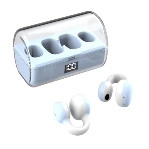 Tixqeaif Kabellose Kopfhörer, Ohrclip, LED-Digitalanzeige, Bluetooth-Kopfhörer, Funktioniert mit Smartphones, Musik-Headset, Blau, Langlebig Tixqeaif Kabellose Kopfhörer, Ohrclip, LED-Digitalanzeige, Bluetooth-Kopfhörer, Funktioniert mit Smartphones, Musik-Headset, Blau, Langlebig von Tixqeaif