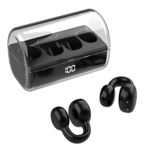 Tixqeaif Kabellose Kopfhörer, Ohrclip, LED-Digitalanzeige, Bluetooth-Kopfhörer, Funktioniert mit Smartphones, Musik-Headset, Schwarz, Langlebig Tixqeaif Kabellose Kopfhörer, Ohrclip, LED-Digitalanzeige, Bluetooth-Kopfhörer, Funktioniert mit Smartphones, Musik-Headset, Schwarz, Langlebig von Tixqeaif