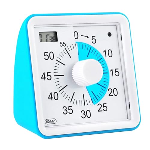 Tixqeaif Visueller Timer Countdown-Timer mit Schutzhülle, Lautlos 60 Minuten für Kinder mit Erinnerung An Niedrigen Stromverbrauch, Blau Tixqeaif Visueller Timer Countdown-Timer mit Schutzhülle, Lautlos 60 Minuten für Kinder mit Erinnerung An Niedrigen Stromverbrauch, Blau von Tixqeaif