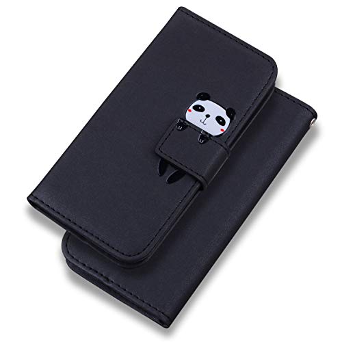 Tiyoo iPhone 5/5S/SE Case Cartoon Animal Cute Pattern Folding Stand PU Leather Wallet Flip Cover Protective Case with Card Slots, Magnetic Closure,with Shockproof TPU (Black Panda) von Tiyoo
