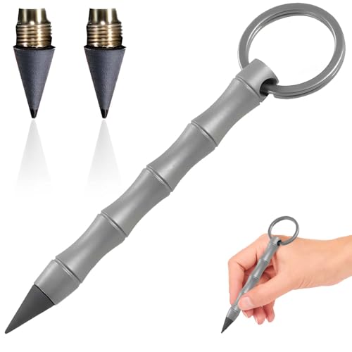 Tintenloser Bleistift aus Metall – Unendlichkeits-Bleistift, Bambusgelenk-Design, Titan-Druckstift für Büro, Skizzen, Zeichnen, Schreiben, kein Anspitzen nötig, Schlüsselanhänger-Geschenk von Tizee