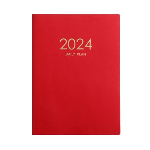 Tlilyy Roter Plan-Notizbuchkalender 2024, Verdickter Tagesplan-Notizbuch, WöChentliches Notizbuch, BüRo, Schulbedarf von Tlilyy