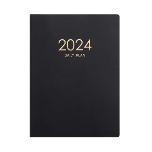 Tlilyy Schwarzer Plan-Notizbuchkalender 2024, Verdickter Tagesplan-Notizbuch, WöChentliches Notizbuch, BüRo, Schulbedarf von Tlilyy