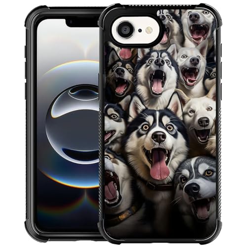 TnXee Husky-Familien-Schutzhülle für Herren und Damen, weiches TPU, rutschfestes Gewinde und vier Ecken, Anti-Kollisionsschutz, kompatibel mit iPhone 16e 15,5 cm (6,1 Zoll) von TnXee