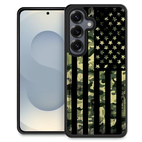 TnXee Kompatibel mit Samsung Galaxy S25 Hülle, Camouflage-amerikanische Flagge, rutschfeste und stoßfeste Schutzhülle für Damen/Herren, weiches Silikongummi + harte PC-Rückseite, kompatibel mit von TnXee
