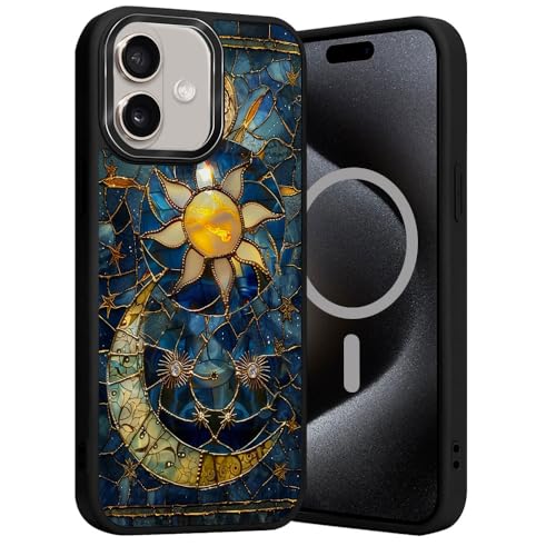 TnXee Magnetische Schutzhülle für iPhone 16 Plus (kompatibel mit MagSafe), schlanke und leichte Handyhülle, Mondsterne, Himmelsglas von TnXee
