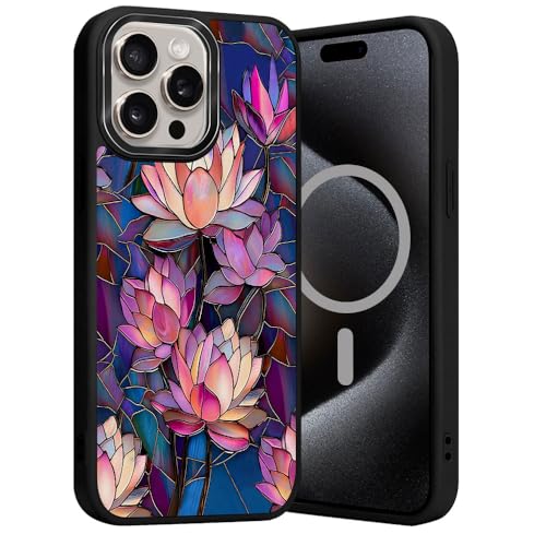 TnXee Magnetische Schutzhülle für iPhone 16 Pro Max (kompatibel mit MagSafe), schlanke und leichte Handyhülle, Lotusrosa Blume von TnXee