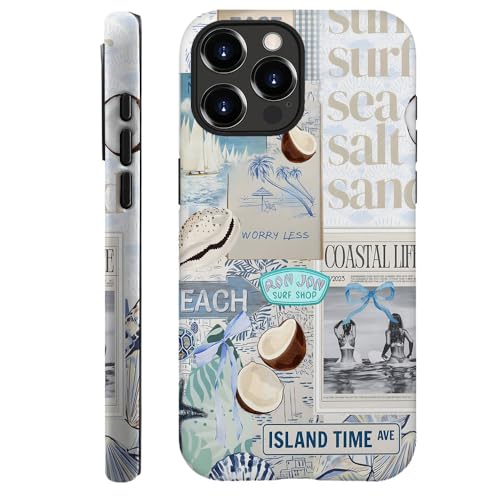 TnXee Schutzhülle kompatibel mit iPhone 13 Pro, Fallschutz, 2-lagige Hybrid-Hartschalenhülle für Mädchen und Jungen, Strandküstencollage von TnXee