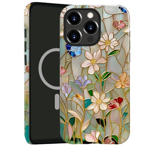 TnXee Schutzhülle kompatibel mit iPhone 15 Pro Max, kompatibel mit MagSafe, glänzende Hybrid-Hybrid-2-lagige Hartschalenhülle für Mädchen und Jungen, Buntglas-Blüte TnXee Schutzhülle kompatibel mit iPhone 15 Pro Max, kompatibel mit MagSafe, glänzende Hybrid-Hybrid-2-lagige Hartschalenhülle für Mädchen und Jungen, Buntglas-Blüte von TnXee